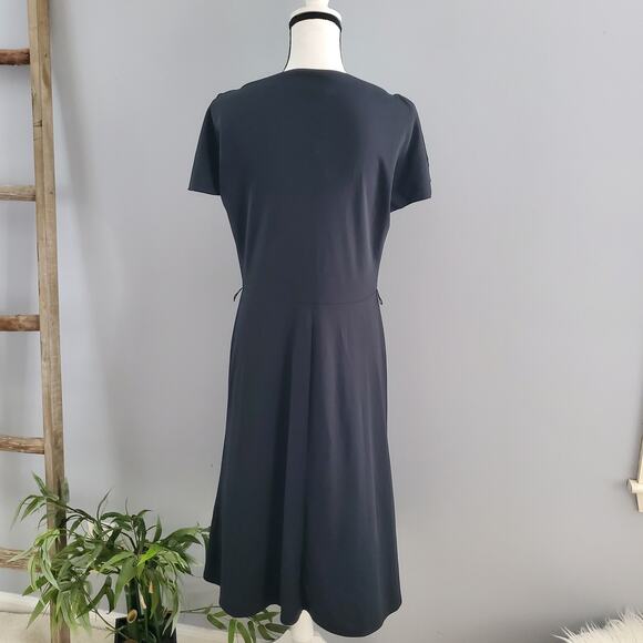 Express Black Draped Neckline A-line Dress 13/14 - Picture 2 of 7